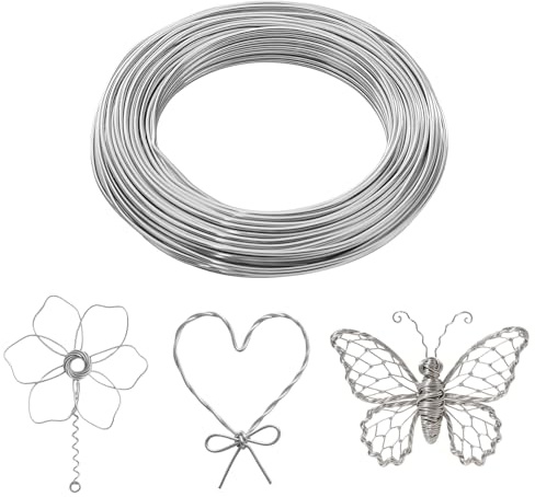 runxsam 12 gauge craft wire 2 mm x 30 m (98.4 ft) bendable aluminum | Soft bendable aluminum; holds shape; lightweight easy to cut; for jewelry, modeling, sculpting, floral wreaths.