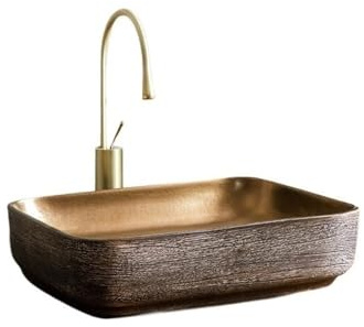 Bathroom Sink Rectangle Bathroom Sink Vintage Ceramics Vessel Sink Combo with Drain Bathroom Bowl Lavatory Art Basin