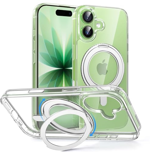 MAGIC JOHN für iPhone 17 Hülle [Kompatibel mit Magnetic] mit 360° Magnetständer Handyhülle Case Fallschutz mit Stoßdämpfung, Kratzfest, Stoßfest, Transparent