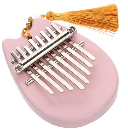 Kleiner Daumenklavier Kalimba mit 8 Tasten für Kleinkinder | Acryl und Stahl, Bärenmotiv, Kompaktes Format, Rosa Ausführung, für Interaktives Musikspiel