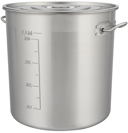 Cubo de acero inoxidable con tapa, cubo de acero inoxidable de 50 l, cubo de cocina, recipiente de acero inoxidable con tapa, para cocina, industria, gastronomía y hogar