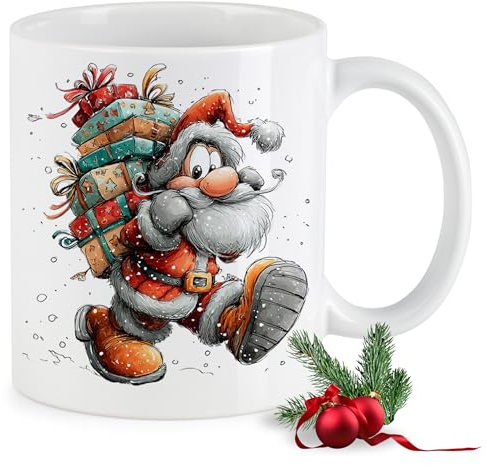 GRAZDesign Weihnachtstasse Weihnachtsmann Kaffeebecher als Geschenk zur Weihnachten aus Keramik 330ml - Weihnachtsmotiv 7