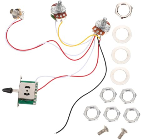 OFFSCH Potenciómetro 1T1V para Circuito de Guitarra Eléctrica St 500K Conmutador de 5 Posiciones Accesorio Profesional Precableado para Guitarra Portátil Pieza de Repuesto Negra