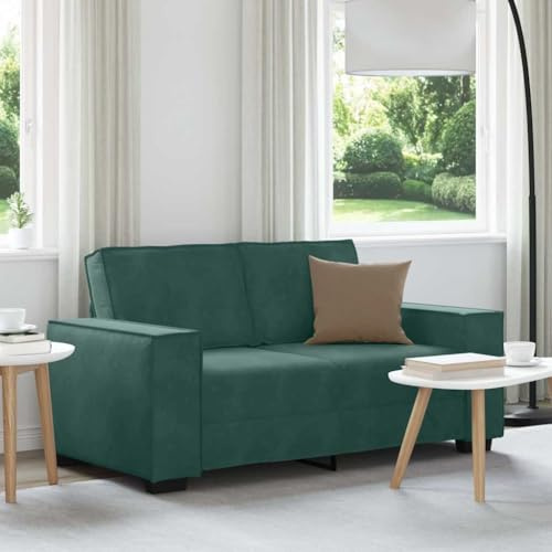 Mandloder 2-Sitzer-Sofa Dunkelgrün, 160 cm breites Samt-Lounge-Sofa für Wohnzimmer, Robuster Holz-Metallrahmen, Moderne kleine Couches für Komfortables Sitzen