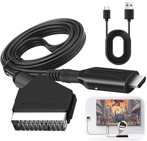 Cable Adaptador SCART a HDMI, Convertidor Euroconector a HDMI Todo en uno