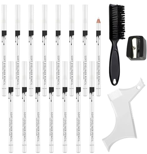 15 Pezzi Matita Da Parrucchiere Bianca Pennarello Da Parrucchiere Bianco Utilizzato Per Delineare L'attaccatura Dei Capelli E Modellare La Barba Con 1 Temperamatite 1 Righellobarba 1 Spazzolabarba