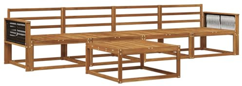 vidaXL Outdoor-Sofagarnitur 5 pcs Natur Massivholz Akazie, Outdoor-Sofa-Set, modernes Gartenmöbel, modulare Sitzgruppe für Komfortables Entspannen im Freien