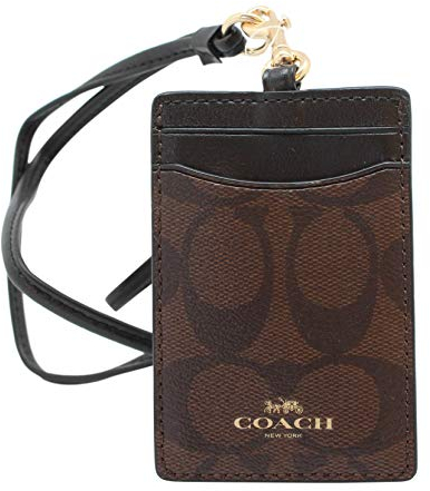 Coach Signature PVC Lanyard ID Badge Card Holder (Brown/Black)
