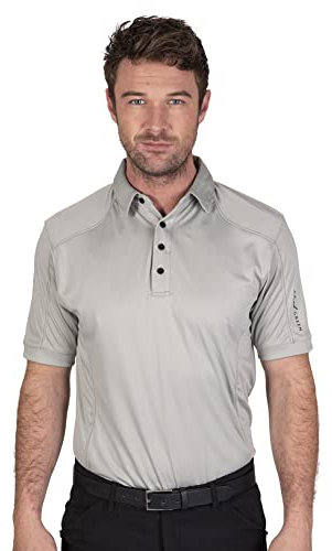 Island Green IGTS1648 Mens Top Stitch Performance CoolPass Golf Polo Shirt, Battleship Grey, XL