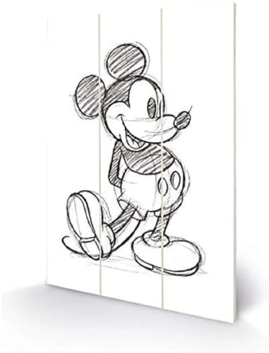 Disney MW11129P Kunstdruck auf Holz, 20 x 29,5 cm (Mickey Mouse), Mehrfarbig, 5 x 1, 2 cm