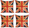 ABAKUHAUS England Dekokissen Kissenbezug 4er Pack, Union Jack Motiv Grunge, Modern Accent Doppelseitiger Digitaldruck, 45 x 45 cm, Nachtblau Zinnoberrot