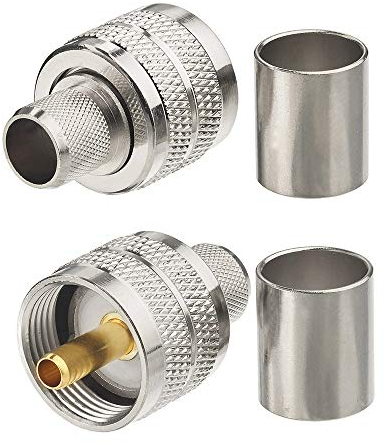 Superbat UHF PL259 Male Crimp Solder Connector 50ohm CB Radio Coax Connector for UHF/VHF Antenna, Ham Radio, SWR Meter, LMR-400 LMR240 RG-213 Cable 2Pcs