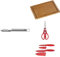 WMF Pelador de Verduras + Tabla de Cortar de Madera de Bambú + Tijeras de Cocina + Juego de 2 Cuchillos de Cocina de 24 y 20.5 cm con Funda Protectora