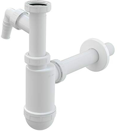 AlcaPlast A430P Flaschen Siphon DN32 mit Geräteanschluss | Ablauf Garnitur für Waschtisch Waschbecken