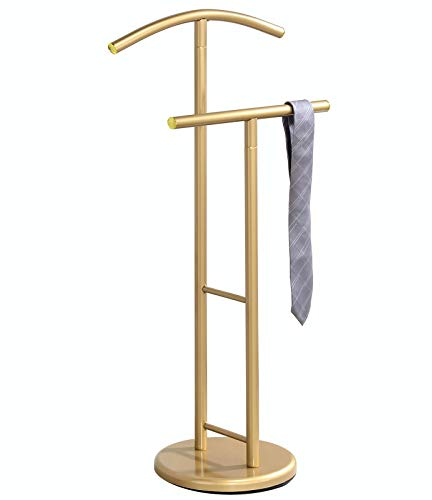 IDIMEX Herrendiener LAURENZ Stummer Damen Diener Kleiderständer Kleiderstange mit Hosenbügel, Gold lackiert
