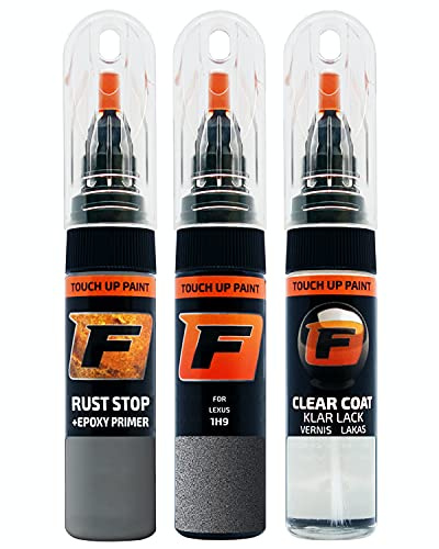 FIRANTO stylo peinture de voiture pour Lexus 1H9 Mercury Grey réparation couleur voiture 3 en 1, rayures stylo retouche peinture 15ml avec pinceau, apprêt, laque