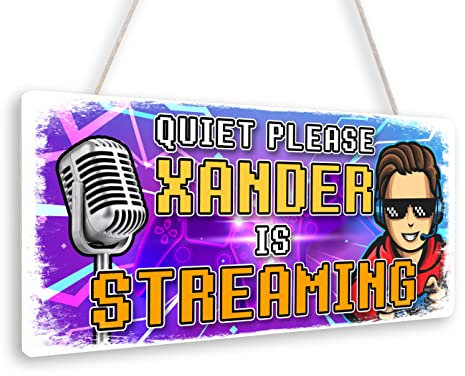 Personalised Any Name On Air Streaming Gamer Door Sign Plaque