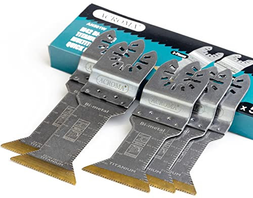 Acroma 5-teilige Titan-verstärkte M42 HSS Bi-Metall Multitool-Klingen, 45 mm und 68 mm extra lange Klingen, ideal für Tauchschnitte auf Multi-Materialien, BM50005
