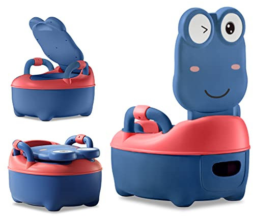 ACXIN Kinder Töpfchen Kindertoilette für Kleinkinder Toilettentrainer Kinder Toiletten Babytopf mit Spritzschutz&Armlehnen Toilettentrainer Cartoon Deckel (Normal Typ, Blau)