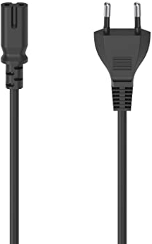 Hama Netzkabel 2 polig, Eurostecker, 5m (Doppelnut/C7, 2 Pin, Stromkabel, Netzkabel Eurostecker, Gerätekabel, Ersatzkabel, für Drucker, Netzteile, Fernseher, Radio, Kassettenrekorder etc.) schwarz