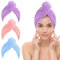 3 Stück Haarturban Handtuch, Jsdoin Mikrofaser Wickel Haartuch mit Knopf Super schnell saugfähig Anti-Frizz schnell trockenes Haar Mützen Twist Turban für Mädchen und Frauen und am besten für Lange