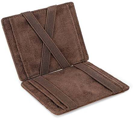 CONTACTS Portefeuille pour Hommes Rabat en Cuir véritable, Slim Magique Portefeuille Porte-Carte d'identité RFID Porte-Monnaie Intelligent Étui de Poche Avant avec boîte Cadeau, Marron-8