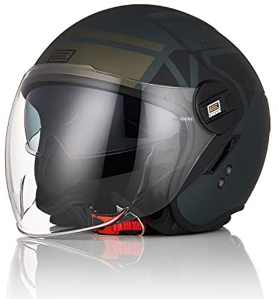 ORIGINE Casco Moto Jet Casco Scooter con Doppia Visiera Omologato ECE 22-06