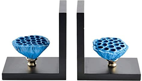 Bookends Lotus Shape Decor Bookend Resin Hold Books Plant Book Ends For Magazines Books Recipes 15 * 10 * 18cm Book Stoppers