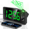 Projection Alarm Clock, Digital Clock with 180° Rotating Projector, 3-Level Brightness Dimmer, Clear LED Display, USB Charger, Progressive Volume, 9-Minute Snooze