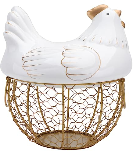 BESTonZON 1pieza Cesta De Almacenamiento De Cocina con Tapa Forma De Gallina Contenedor De Snacks y Huevos Diseño Creativo y Adorable para Decoración y Organización De Sundries El Hogar