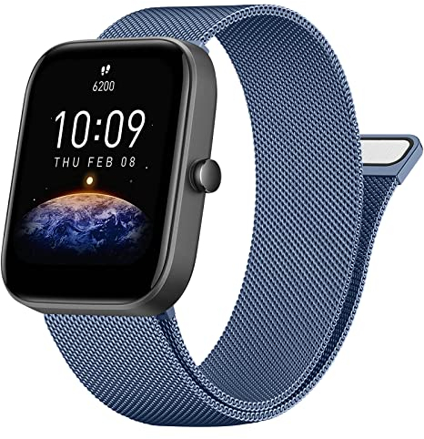 Vancle Armband für Amazfit Bip U Pro Armband/Bip 3 Pro/Bip 3/Bip S/Bip S Lite/Bip U/Bip/Bip Lite Damen Herren,Metall Mesh Edelstahl Ersatzarmband 20mm Uhrenarmband für Amazfit Bip 3 Pro(Navy blau)