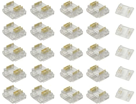 Masterwon 3-Pin 12mm COB LED Strip Connector Kit - 25 Pack Solderless Gapless Clips for Strip-to-Wire Joints | Compatible with CCT COB Light Strips 22 AWG