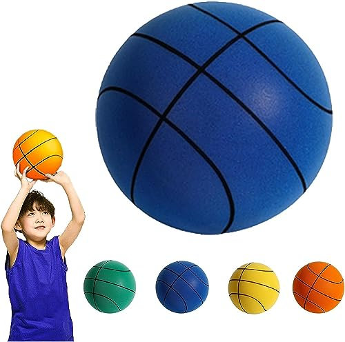 Qklovni 24cm Silent Ball Basketball, Silent Basketball Dribbling Indoor, Indoor Training Foam Ball Uncoated High-Density, Quiet Ball for Various Indoor Activities. (Blue)