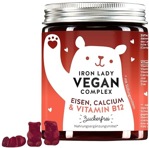 Bears with Benefits Bei Eisenmangel: Veganer Komplex mit hochdosiertem Eisen, Vitamin B12, B1, B6, C, D3 & Jod – Vitamin Gummies - 60 Stück - Vegan - Zuckerfrei