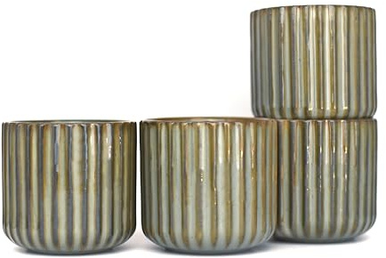 Saumo 4 er Set 180 ml Hochwertige Handgefertigte Kaffeetassen/becher aus Keramik – Kaffeetasse/Teetasse ohne Henkel – Ideal als Cappuccino, Latte Macchiato, Kaffee, Tee, Becher/Tassen