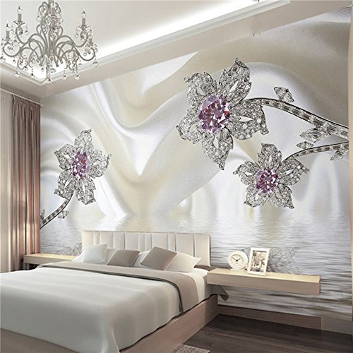 Fototapete 3D Effekt Tapeten Diamant Blumen Größe:W200CMxH140CM Wandbilder Wallpaper Dekoration Moderne Wanddeko fur Wohnzimmer Schlafzimmer Büro