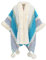 Miaikvs Poncho à rayures colorées vintage style ethnique pour femme - Châle en tricot - Cardigan ouvert sur le devant pour femme（blanc/bleu）