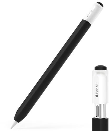 JOOSKO Pencil Case for Apple Pencil (USB-C), Silicone Protective Cover Sleeve, Supports Magnetic Attachment (Black)