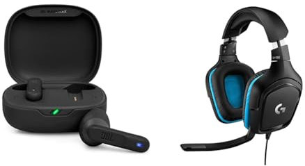 JBL Wave Flex – Kabellose In-Ear Ohrhörer mit IP54- und IPX2-Wasserdichtigkeit – In Schwarz & Logitech G432 kabelgebundenes Gaming-Headset