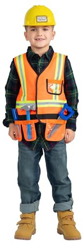 Dress Up America Bauarbeiter-Kostüm-Spielset für Kinder – Bauarbeiter-Kostüm für Jungen und Mädchen (mit Helm)