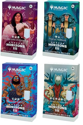MAGIC THE GATHERING: MODERN Horizons 3: COLLECTORS COMMANDER DECK DISPLAY - INCLUDES: Graveyard Overdrive, Tricky Terrain, Creative Energy, and Eldrazi Incursion