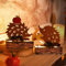 Valery Madelyn 2er Herbstdeko Igel Deko Figuren mit LED Timer aus Rost Bunt Metall,Holz Sockel,Beidseitig Rostig,Herbst Deko Innen Ornament für Tisch Fenster,Geschenk Fall Decor Halloween,15/16cm
