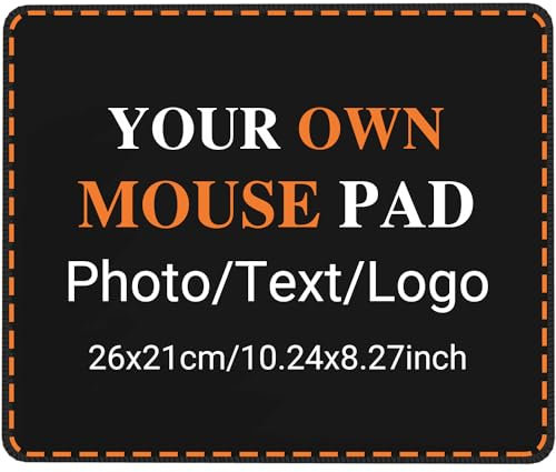 Tapis De Souris Photo Personnalisé, Tapis de Bureau à Bords Cousus Personnalisés avec Votre Image et Votre Texte, Cadeaux de Logo Créatifs 26x21cm