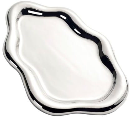 ARJDXDP Ceramic Cloud Shape Tray, Jewellery Dish, Bathroom Tray Organiser, suitable for organizing dressing tables and bathrooms, for Cosmetic,Tissues,Towel,Perfume(Silver)