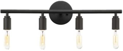 SSNCcNC Vintage Spiegellampe E27 Bad Spiegelleuchte 4 Flammig Bad Industrial Stil Retro Metall Eisen Badezimmer Wandlampe 60CM Badlampe Wand Leuchtmittel Schwarz nicht Inklusive
