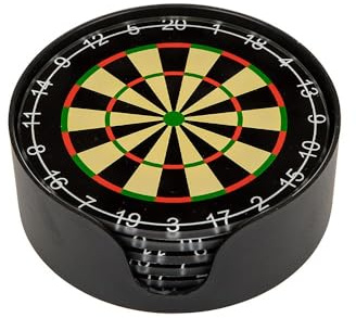 Fantastisches Set mit 6 Dartscheiben-Glasuntersetzern in eigener Tasche, verpackt für einen weiblichen oder männlichen Dart-Fan in einer Bar, Lounge oder Schlafzimmer