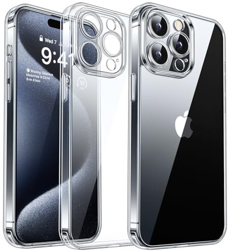 CANSHN Compatible with iPhone 15 Pro Max Case Clear, Upgraded [Full Camera Protection] [Military Drop Protection] Not Yellowing Shockproof Bumpers Cover Phone Case 6.7 - Clear