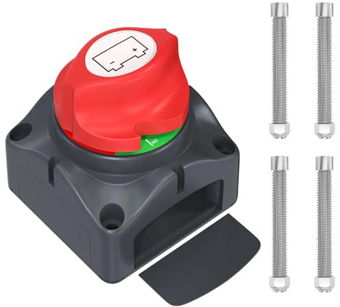 Batterie Trennschalter Batterieschalter, 12V 24V 48V Batterietrennschalter 275A Wasserdicht Hauptschalter Akku Trennen für Boot LKW Jacht Motorrad Caravan Auto KFZ UTV-Fahrzeug