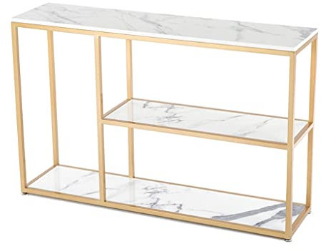 Table Console Table de canapé console derrière la table de canapé, table console étroite contemporaine, table d'entrée en marbre avec 3 étagères, table de porte avec cadre en métal noir, tables d