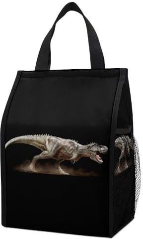 Cmagnifico Große faltbare wasserdichte isolierte Lunchtasche mit Außentaschen, Dinosaurier-Rex-Tyrannosaurus-Lunch-Tasche, Tragetasche für Arbeit, Picknick, Reisen